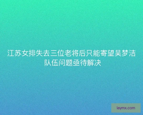 江苏女排失去三位老将后只能寄望吴梦洁 队伍问题亟待解决